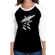 Load image into Gallery viewer, DROP BEATS NOT BOMBS - Women&#39;s Raglan Baseball Word Art T-Shirt