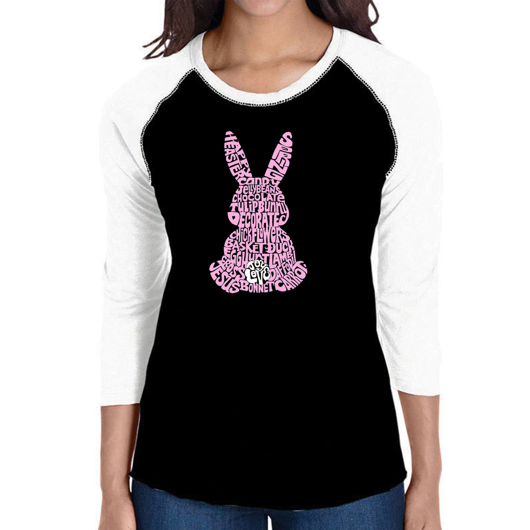 Easter Bunny  - Women's Raglan Word Art T-Shirt