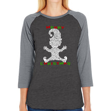 Load image into Gallery viewer, Christmas Elf - Women&#39;s Raglan Word Art T-Shirt