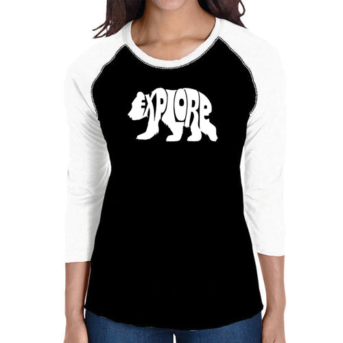 Explore - Women's Raglan Word Art T-Shirt