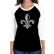 Load image into Gallery viewer, LYRICS TO WHEN THE SAINTS GO MARCHING IN - Women&#39;s Raglan Baseball Word Art T-Shirt