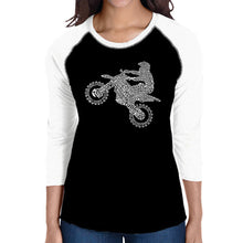 Load image into Gallery viewer, FMX Freestyle Motocross - Women&#39;s Raglan Baseball Word Art T-Shirt