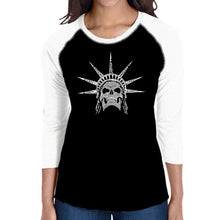 Load image into Gallery viewer, Freedom Skull  - Women&#39;s Raglan Word Art T-Shirt