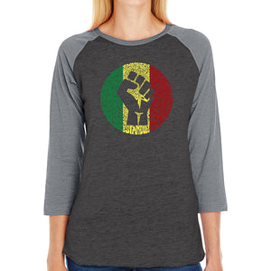Get Up Stand Up  - Women's Raglan Baseball Word Art T-Shirt