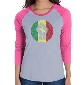 Get Up Stand Up  - Women's Raglan Baseball Word Art T-Shirt