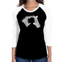 Load image into Gallery viewer, Girl Horse - Women&#39;s Raglan Word Art T-Shirt