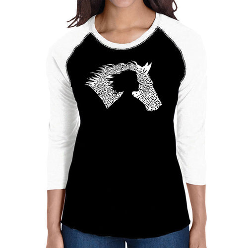 Girl Horse - Women's Raglan Word Art T-Shirt