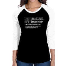 Load image into Gallery viewer, Glory Hallelujah Flag  - Women&#39;s Raglan Word Art T-Shirt