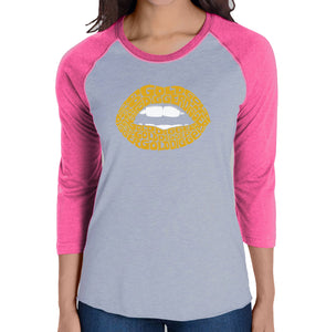 Gold Digger Lips - Women's Raglan Baseball Word Art T-Shirt