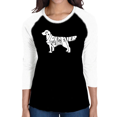 Golden Retreiver - Women's Raglan Baseball Word Art T-Shirt