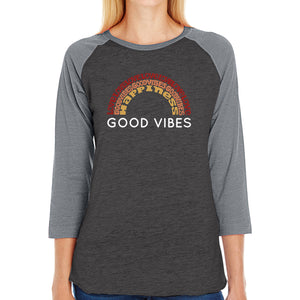Good Vibes - Women's Raglan Baseball Word Art T-Shirt