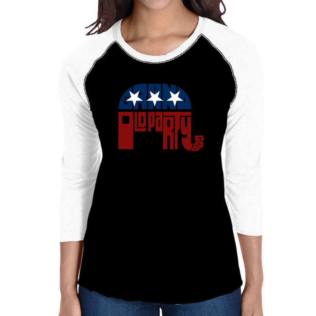 REPUBLICAN GRAND OLD PARTY - Women's Raglan Baseball Word Art T-Shirt