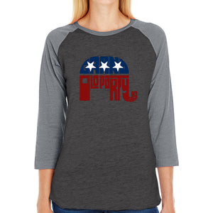 REPUBLICAN GRAND OLD PARTY - Women's Raglan Baseball Word Art T-Shirt