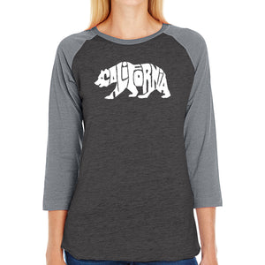 California Bear - Women's Raglan Baseball Word Art T-Shirt