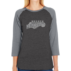 Guitar Head - Women's Raglan Baseball Word Art T-Shirt