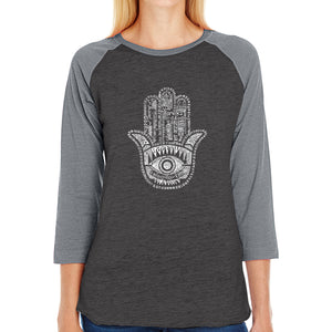 Hamsa - Women's Raglan Baseball Word Art T-Shirt
