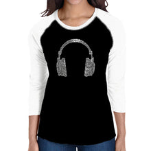 Load image into Gallery viewer, 63 DIFFERENT GENRES OF MUSIC - Women&#39;s Raglan Baseball Word Art T-Shirt