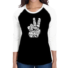 Load image into Gallery viewer, Peace Out  - Women&#39;s Raglan Baseball Word Art T-Shirt