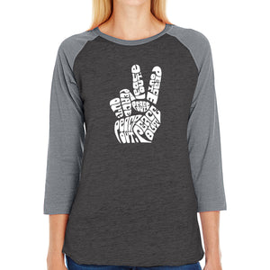 Peace Out  - Women's Raglan Baseball Word Art T-Shirt