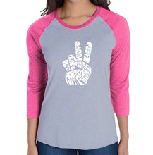 Load image into Gallery viewer, Peace Out  - Women&#39;s Raglan Baseball Word Art T-Shirt