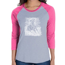 Load image into Gallery viewer, POPULAR HORSE BREEDS - Women&#39;s Raglan Baseball Word Art T-Shirt