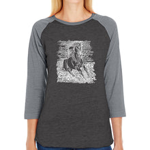 Load image into Gallery viewer, POPULAR HORSE BREEDS - Women&#39;s Raglan Baseball Word Art T-Shirt