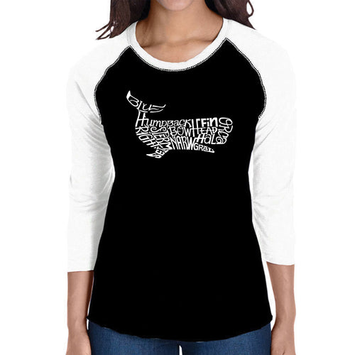 Humpback Whale - Women's Raglan Baseball Word Art T-Shirt