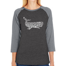 Load image into Gallery viewer, Humpback Whale - Women&#39;s Raglan Baseball Word Art T-Shirt