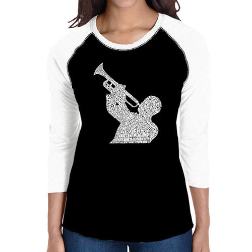 ALL TIME JAZZ SONGS - Women's Raglan Baseball Word Art T-Shirt