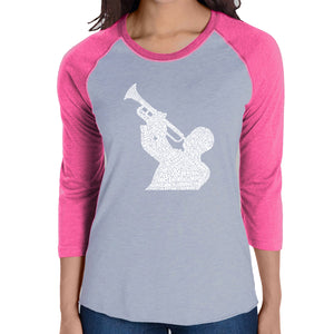 ALL TIME JAZZ SONGS - Women's Raglan Baseball Word Art T-Shirt
