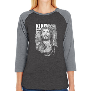 JESUS - Women's Raglan Baseball Word Art T-Shirt