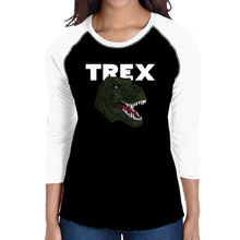 Load image into Gallery viewer, T-Rex Head  - Women&#39;s Raglan Baseball Word Art T-Shirt