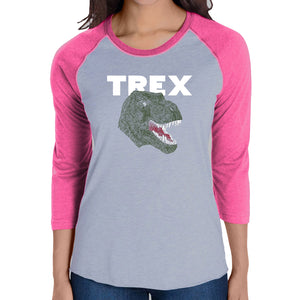 T-Rex Head  - Women's Raglan Baseball Word Art T-Shirt
