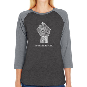 No Justice, No Peace - Women's Raglan Baseball Word Art T-Shirt