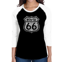 Load image into Gallery viewer, Get Your Kicks on Route 66 - Women&#39;s Raglan Baseball Word Art T-Shirt