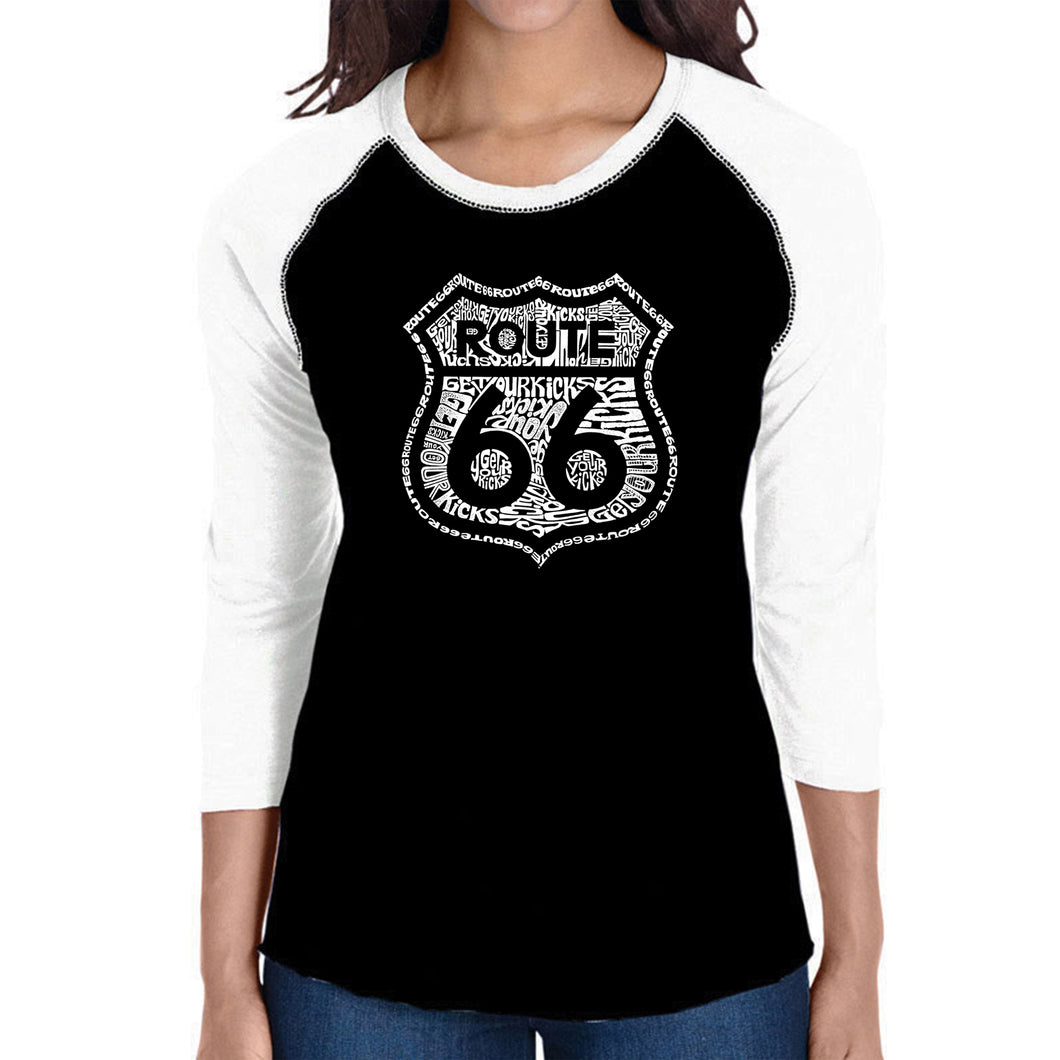 Get Your Kicks on Route 66 - Women's Raglan Baseball Word Art T-Shirt