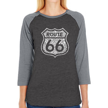 Load image into Gallery viewer, Get Your Kicks on Route 66 - Women&#39;s Raglan Baseball Word Art T-Shirt