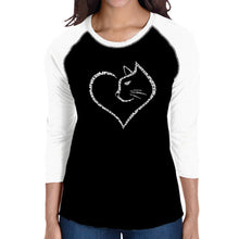Load image into Gallery viewer, Cat Heart - Women&#39;s Raglan Word Art T-Shirt