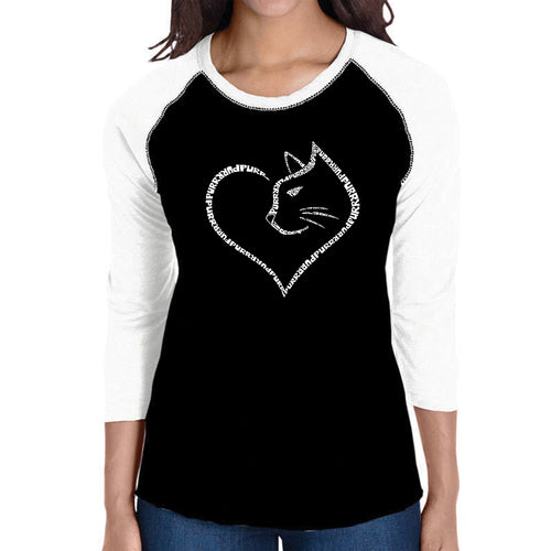 Cat Heart - Women's Raglan Word Art T-Shirt
