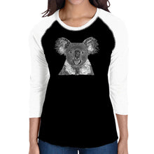 Load image into Gallery viewer, Koala - Women&#39;s Raglan Baseball Word Art T-Shirt