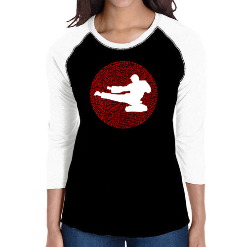 Types of Martial Arts - Women's Raglan Baseball Word Art T-Shirt