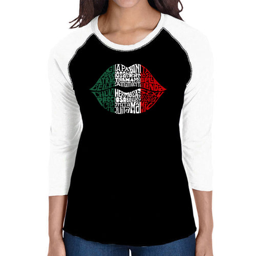 Latina Lips  - Women's Raglan Word Art T-Shirt