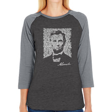 Load image into Gallery viewer, ABRAHAM LINCOLN GETTYSBURG ADDRESS - Women&#39;s Raglan Baseball Word Art T-Shirt