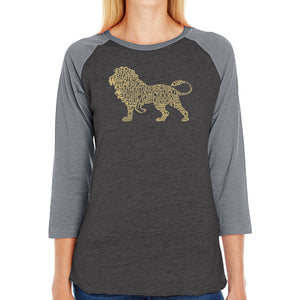 Lion - Women's Raglan Baseball Word Art T-Shirt