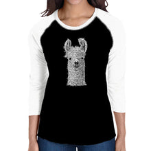 Load image into Gallery viewer, Llama - Women&#39;s Raglan Baseball Word Art T-Shirt