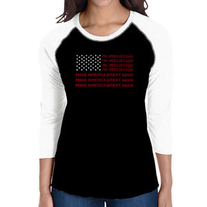 Maga Flag - Women's Raglan Baseball Word Art T-Shirt