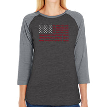 Load image into Gallery viewer, Maga Flag - Women&#39;s Raglan Baseball Word Art T-Shirt