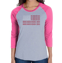 Load image into Gallery viewer, Maga Flag - Women&#39;s Raglan Baseball Word Art T-Shirt