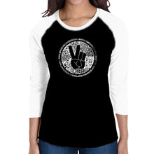 Load image into Gallery viewer, MAKE LOVE NOT WAR - Women&#39;s Raglan Baseball Word Art T-Shirt