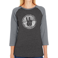 Load image into Gallery viewer, MAKE LOVE NOT WAR - Women&#39;s Raglan Baseball Word Art T-Shirt